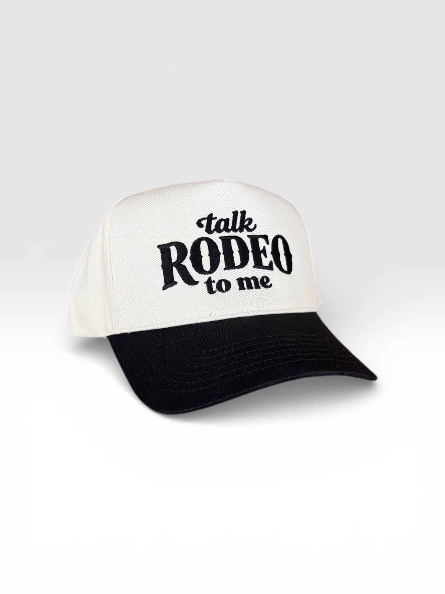 Talk Rodeo To Me Black & Natural Snapback — Pink Embroidered