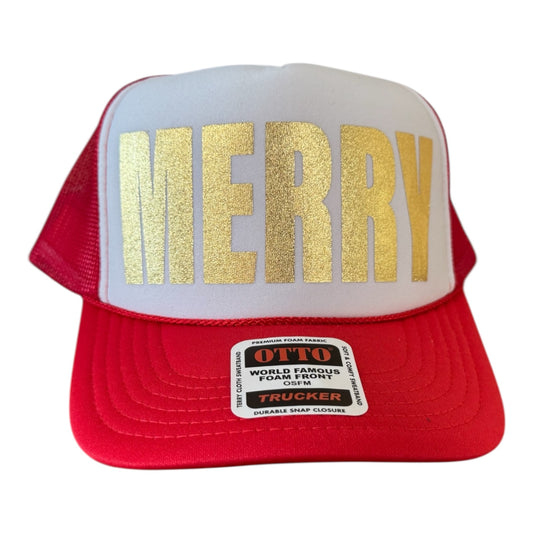 Merry Trucker Hat - Red/White