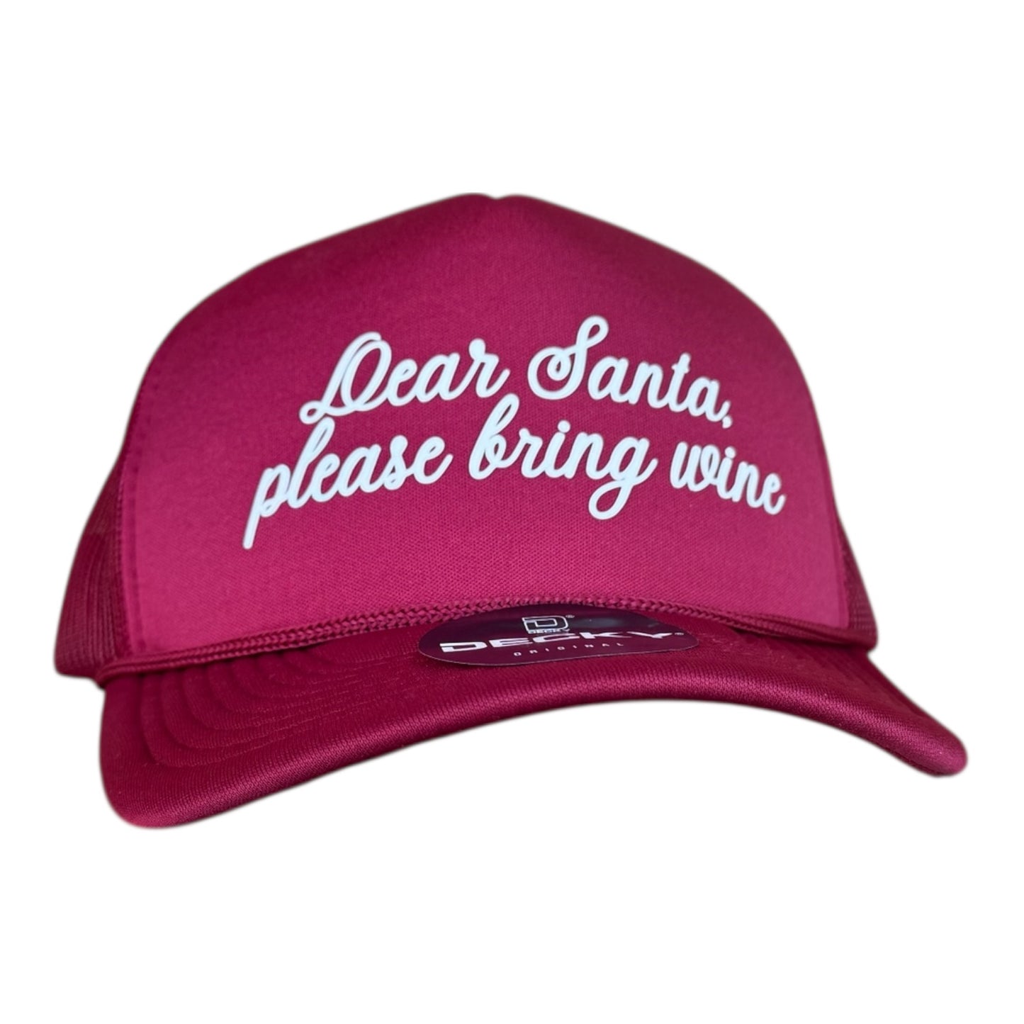 Dear Santa Bring Wine Trucker Hat - Burgundy