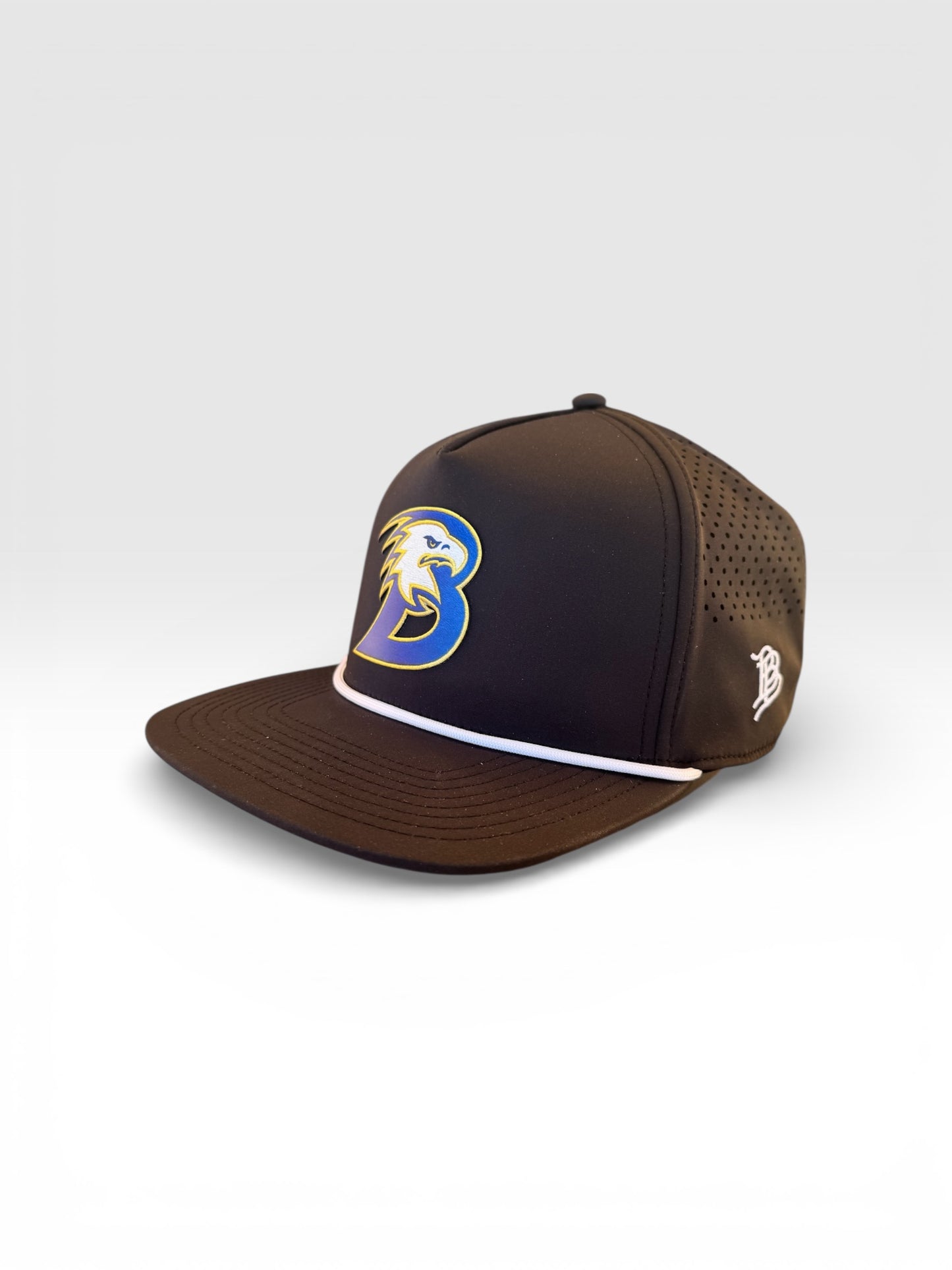 Brock Eagles Black Performance Baseball Cap - Branded Bills 555 Flat 5-Panel Rope Hat with SimStitch AF Patch